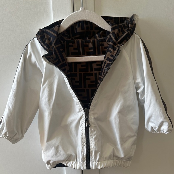 Fendi Kids White and Brown Raincoat - Picture 1 of 6